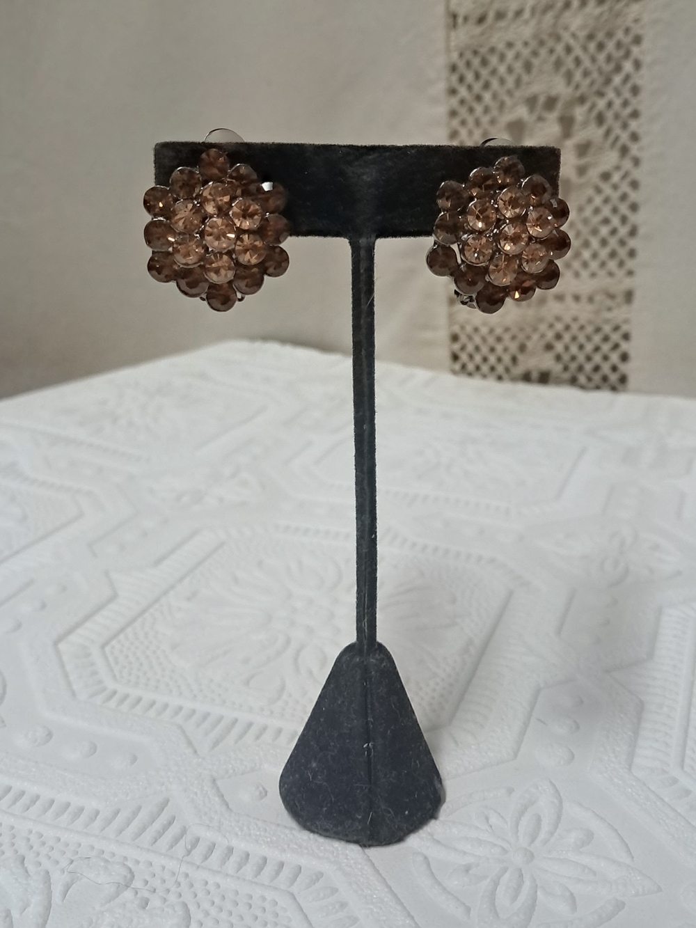 Vintage 1960's Laguna Clip On Rhinestone Earrings